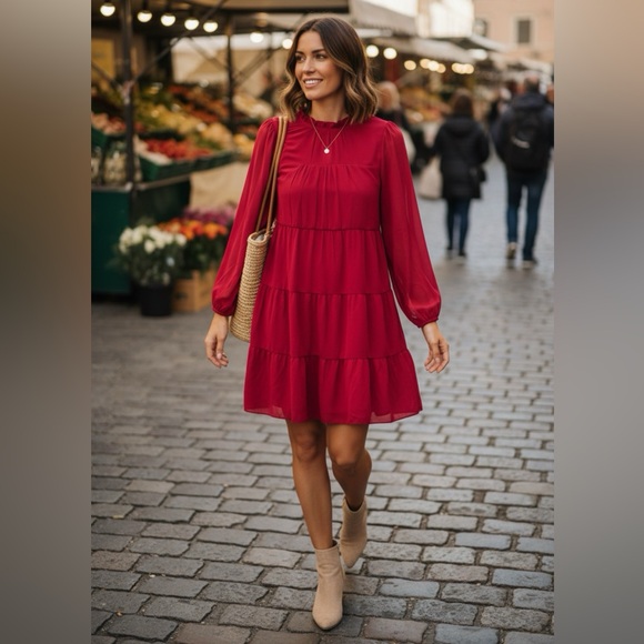 kirundo Dresses & Skirts - 🎁 NWT Kirundo Size Small Red/Burgundy Baby Doll Dress